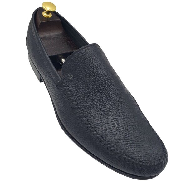 Bally Switzerland Callan Men's size 12 Black Pebble Leather Loafer Dress Shoes - Picture 1 of 13